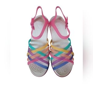 Crocs Isabella Huarache Heeled Multicolor Strappy Translucent W 7